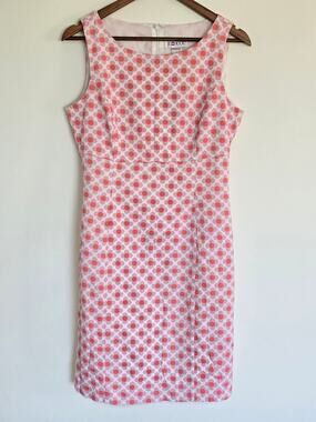 Vintage J.G. Hook Pink Orange Floral Cotton Sheath Dress Size 8
